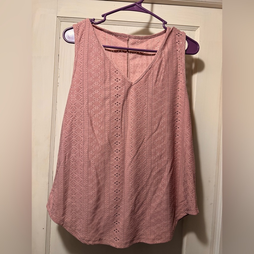 Pink Sleeveless Lace Top